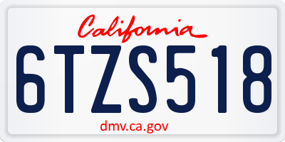 CA license plate 6TZS518