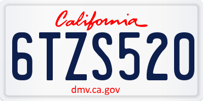 CA license plate 6TZS520