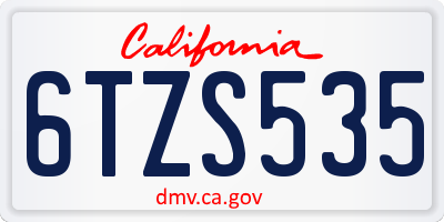CA license plate 6TZS535