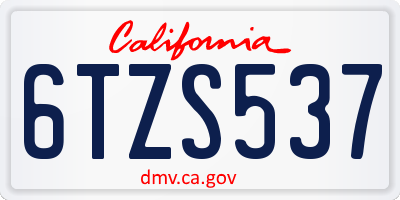 CA license plate 6TZS537