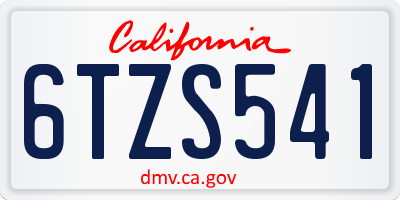 CA license plate 6TZS541