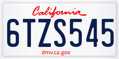 CA license plate 6TZS545