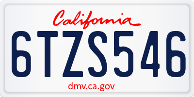 CA license plate 6TZS546