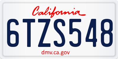 CA license plate 6TZS548