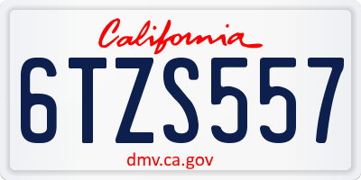 CA license plate 6TZS557