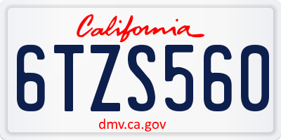 CA license plate 6TZS560