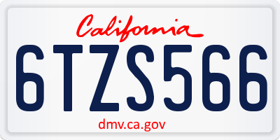 CA license plate 6TZS566