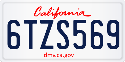 CA license plate 6TZS569
