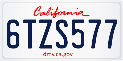 CA license plate 6TZS577