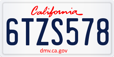 CA license plate 6TZS578