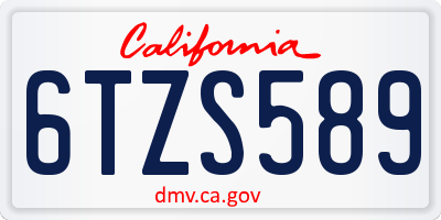 CA license plate 6TZS589