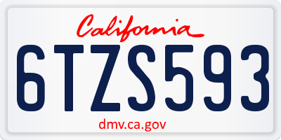 CA license plate 6TZS593