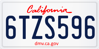 CA license plate 6TZS596