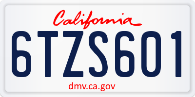 CA license plate 6TZS601