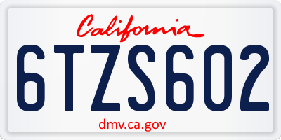 CA license plate 6TZS602