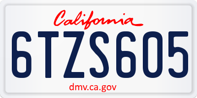 CA license plate 6TZS605