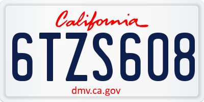 CA license plate 6TZS608