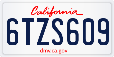 CA license plate 6TZS609