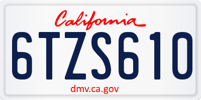 CA license plate 6TZS610