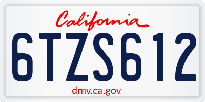 CA license plate 6TZS612
