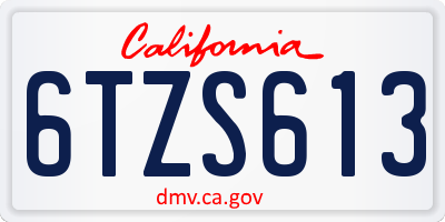 CA license plate 6TZS613