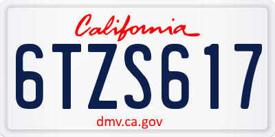 CA license plate 6TZS617