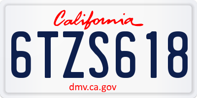 CA license plate 6TZS618