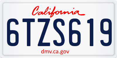 CA license plate 6TZS619