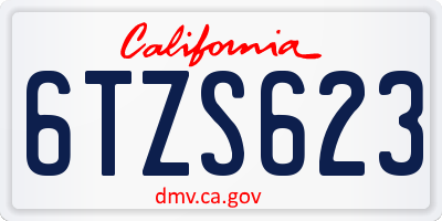 CA license plate 6TZS623
