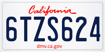 CA license plate 6TZS624