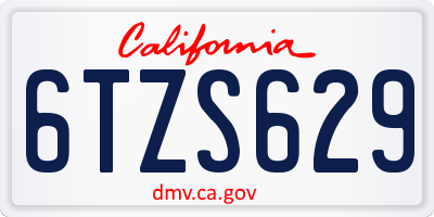 CA license plate 6TZS629