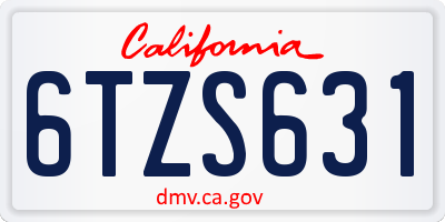 CA license plate 6TZS631