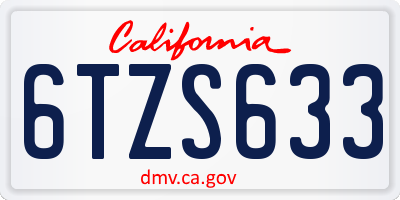 CA license plate 6TZS633