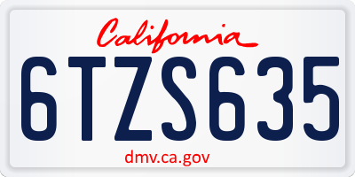 CA license plate 6TZS635