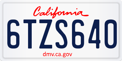 CA license plate 6TZS640