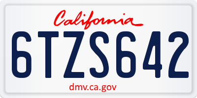 CA license plate 6TZS642