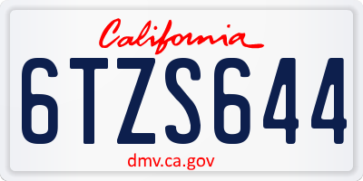 CA license plate 6TZS644