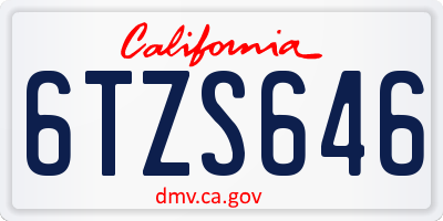 CA license plate 6TZS646