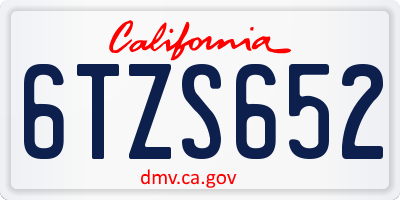 CA license plate 6TZS652