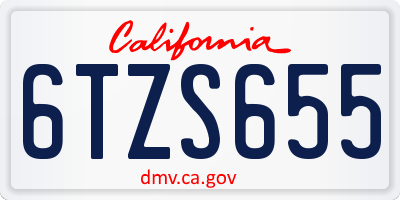 CA license plate 6TZS655