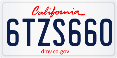 CA license plate 6TZS660