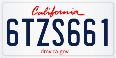 CA license plate 6TZS661