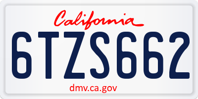 CA license plate 6TZS662