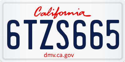 CA license plate 6TZS665