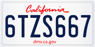 CA license plate 6TZS667