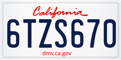 CA license plate 6TZS670