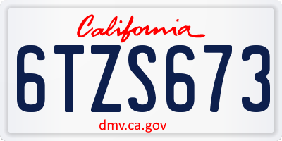 CA license plate 6TZS673