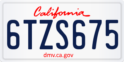 CA license plate 6TZS675