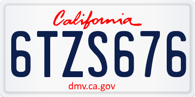 CA license plate 6TZS676