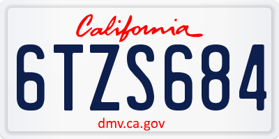 CA license plate 6TZS684
